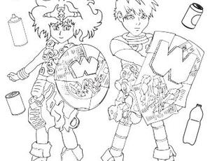 Waste warriors colouring in sheet