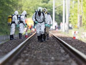 Veolia emergency response team working on railway tracks