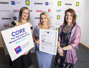 Veolia NI being presented with Silver Core accreditation by BITC NI