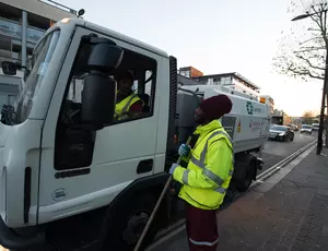 Veolia employee and lorry