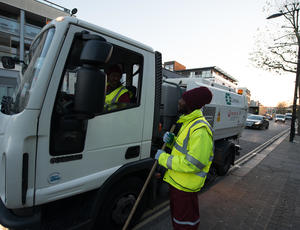 Veolia employee and lorry