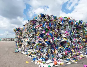 Large pile of recycling waste