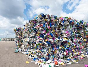 Large pile of recycling waste