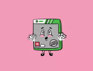 Shocked Computer Game Cartoon on Pink Background