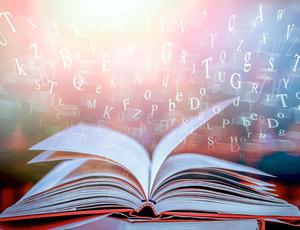 letters floating of a book 