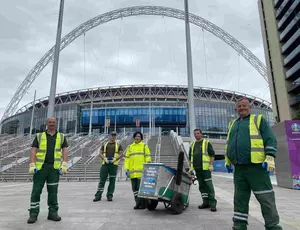 workers helping clean up 
