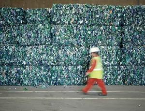 plastic bales stacked