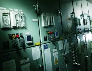 a dark controls room 