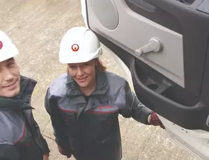 man and woman smiling 