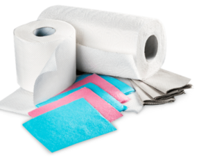 Paper towels, tissues, dishcloths