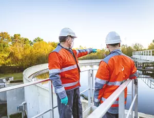 veolia water workers overlooking project