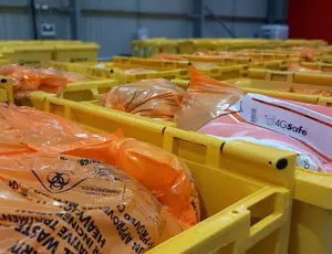 Clinical waste in yellow bin