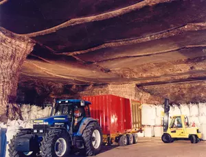 Storing bags of hazardous waste inside Veolia Minosus underground storage facility