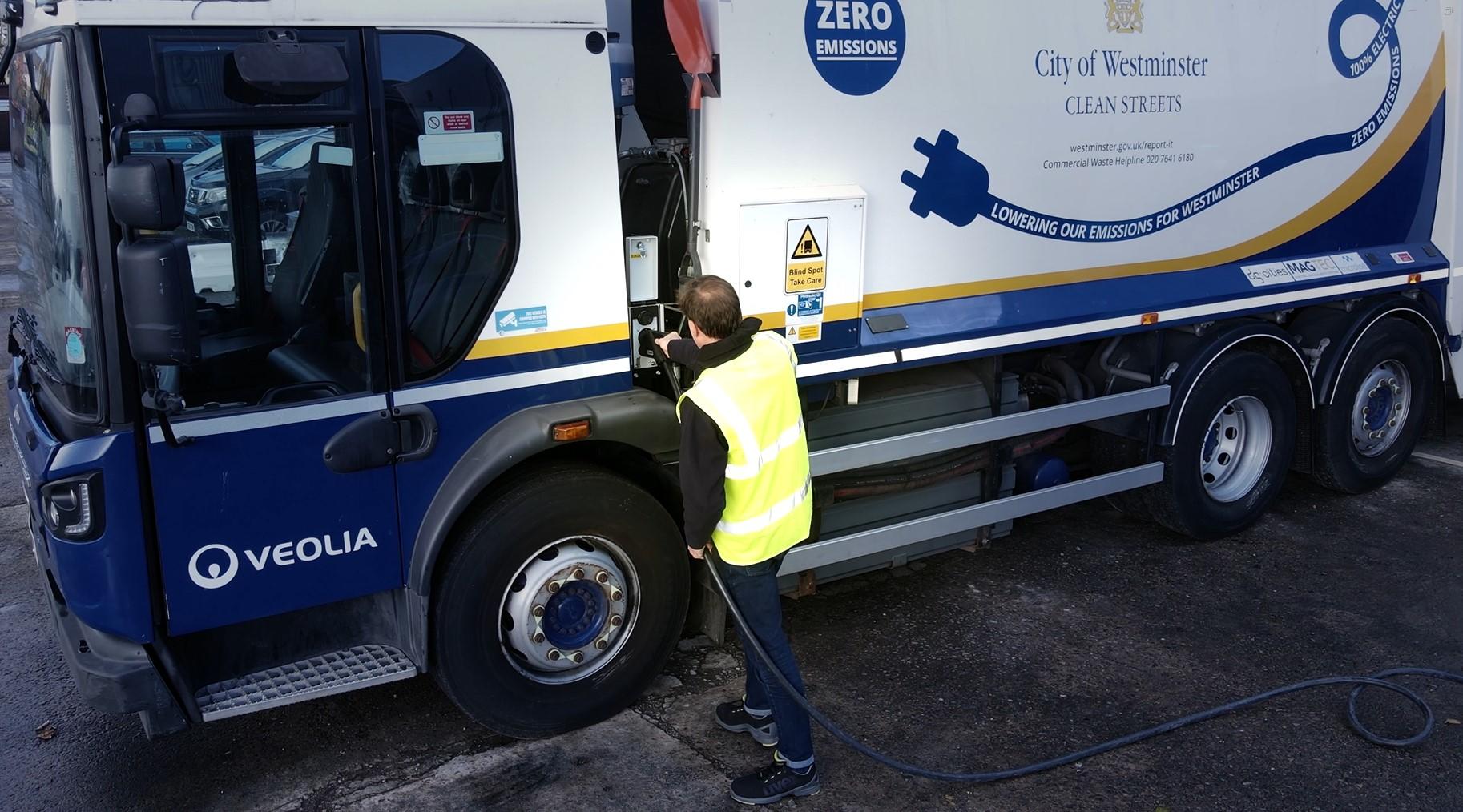 Electric Veolia Waste Truck