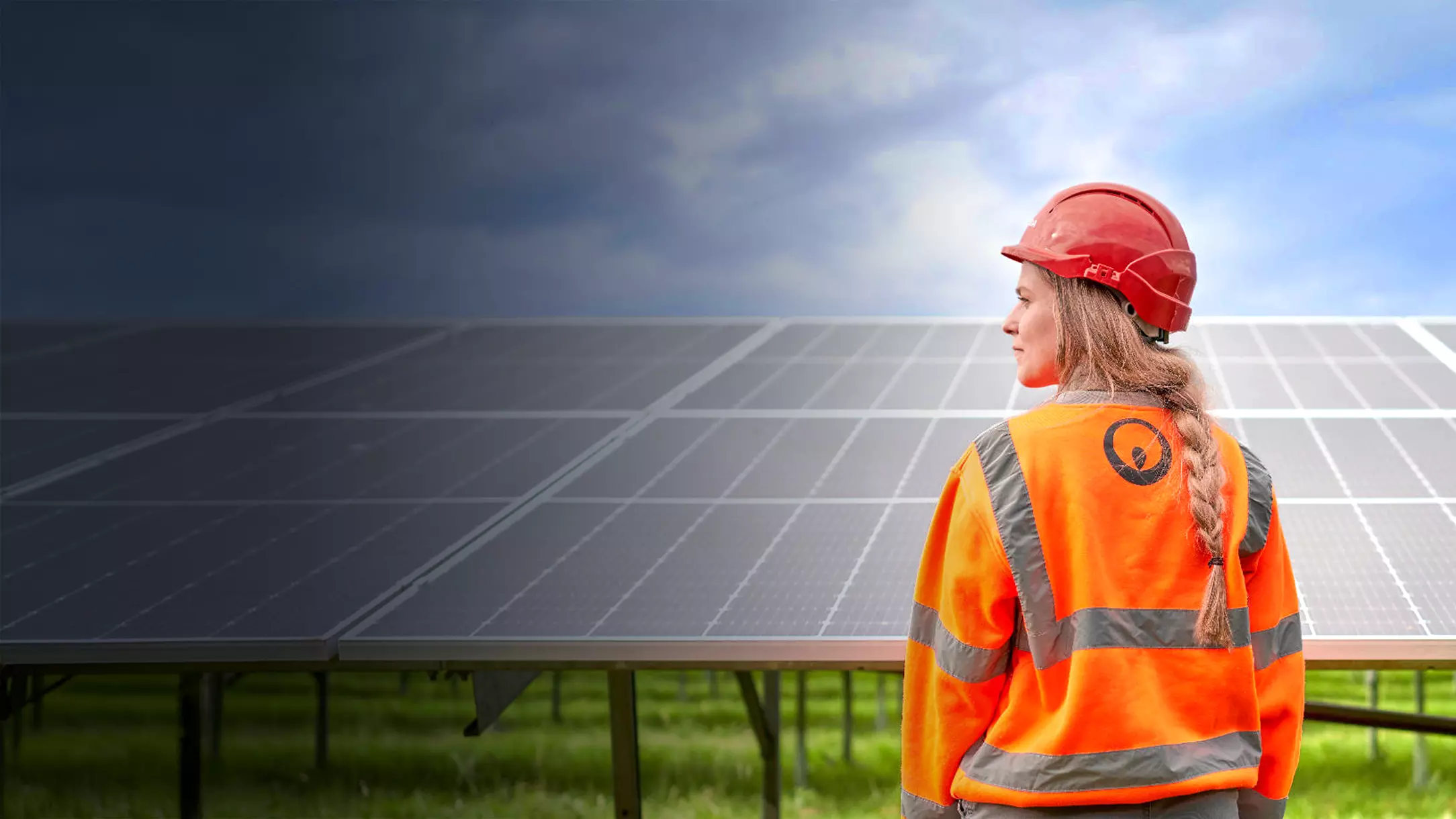 Veolia Worker and Solar Panels