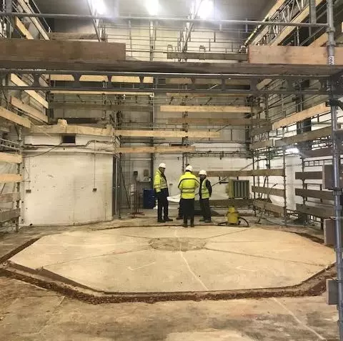 Veolia workers in PPE on the site for Imperial CONSORT reactor decommissioning