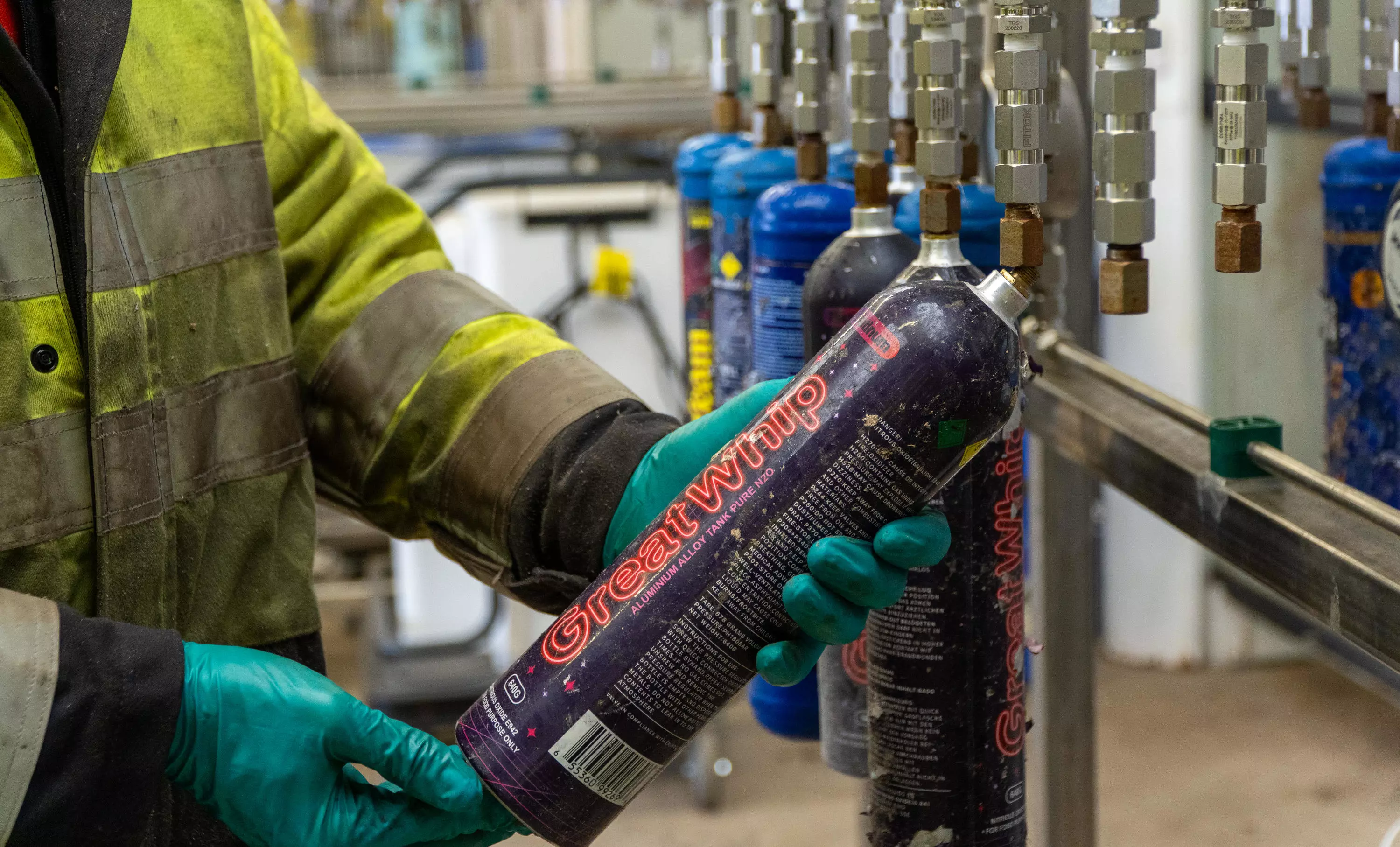 Close up of nitrous oxide canister
