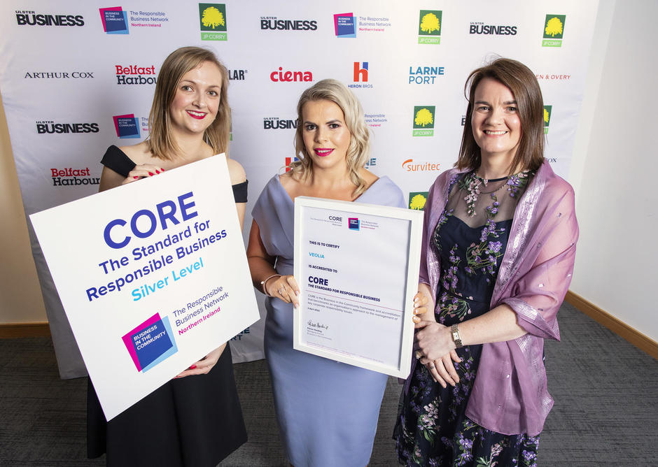 Veolia NI being presented with Silver Core accreditation by BITC NI