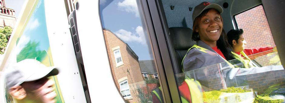 Veolia employee driving lorry