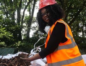 veolia employee with compost