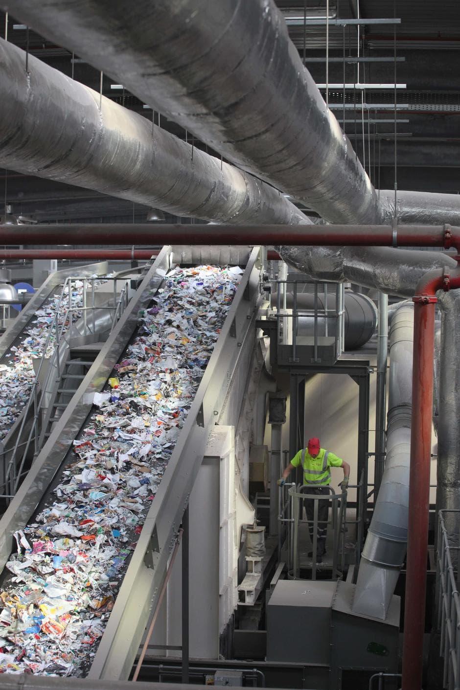 plastic on a conveyor belt