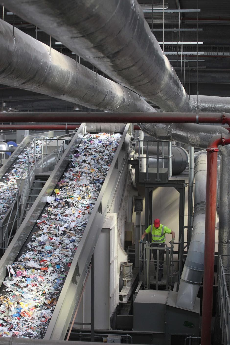 plastic on a conveyor belt 