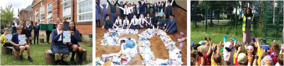 school children doing creative activities 