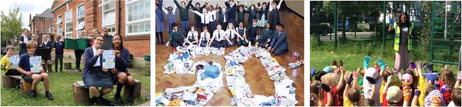 school children doing creative activities 