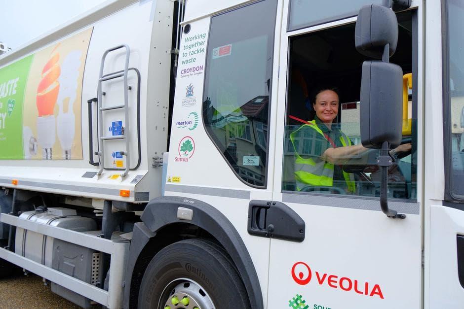 woman in a lorry