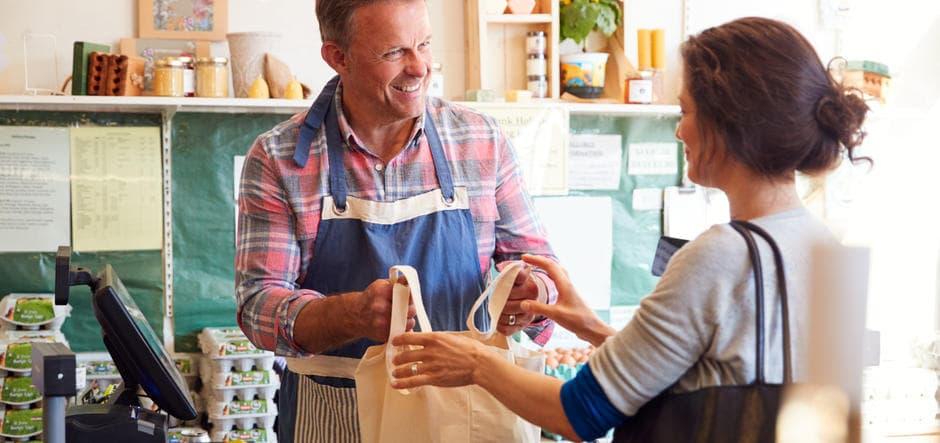 lady serving a customer 