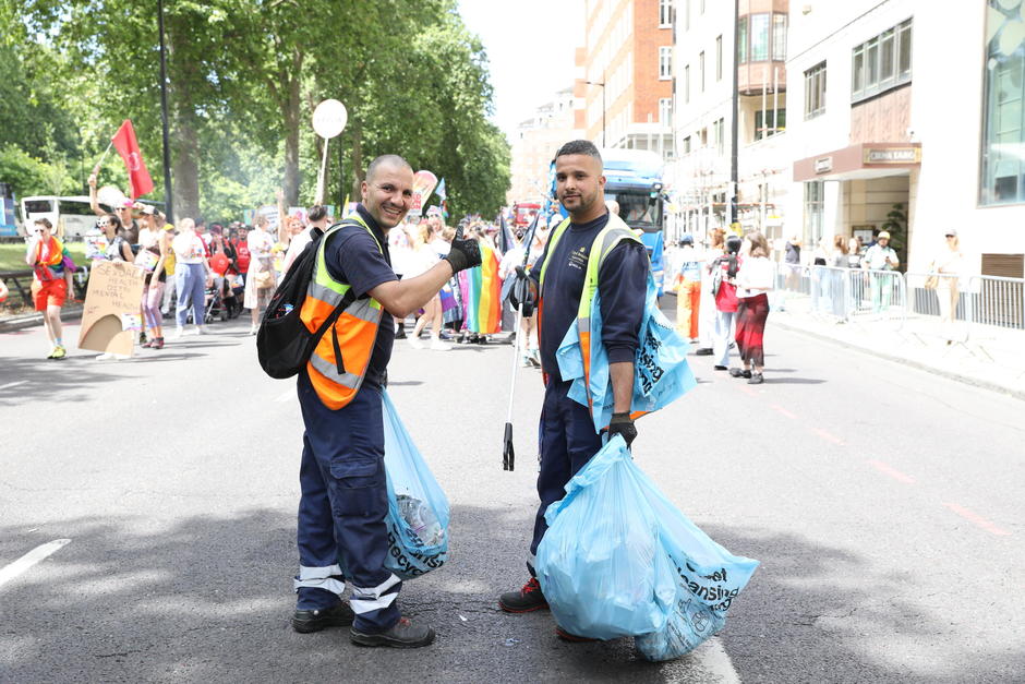 Veolia members working at pride