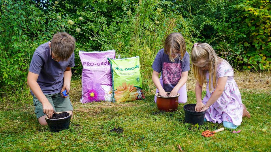 Children gardening with pro-grow