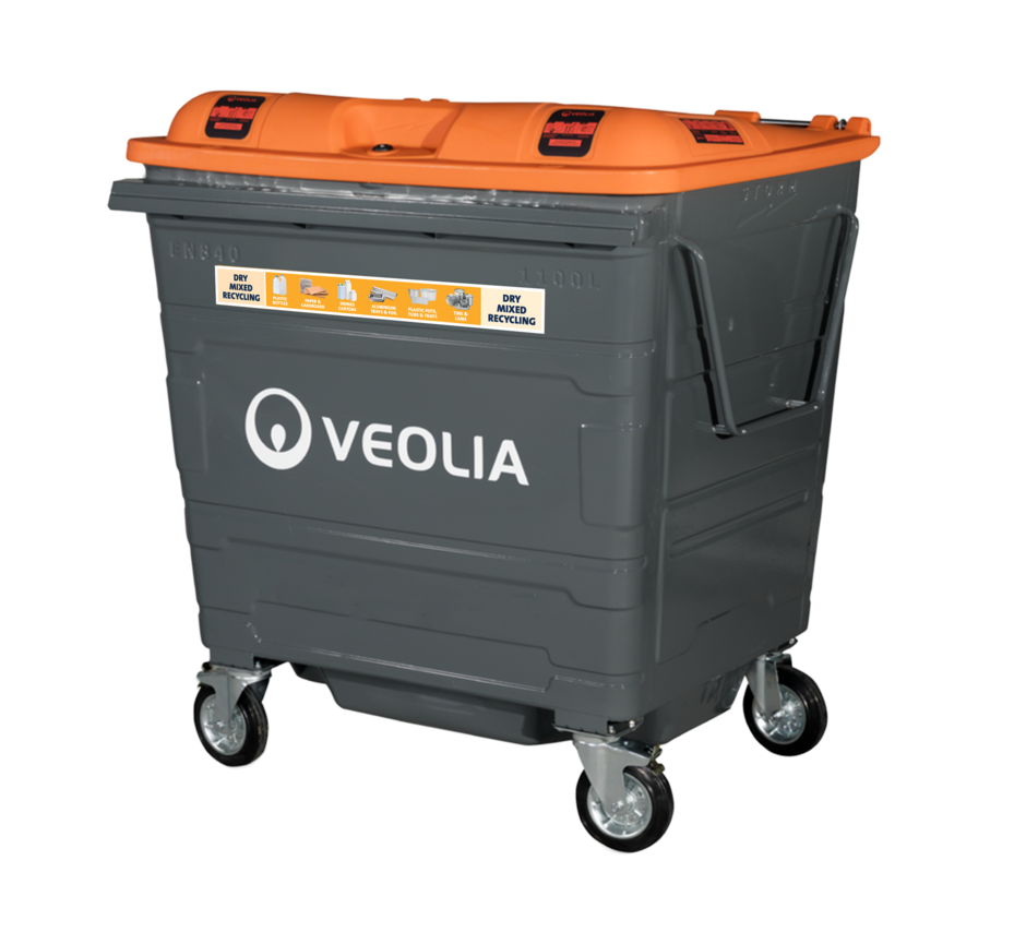 Veolia Dry Mixed Recycling 1100L Bin
