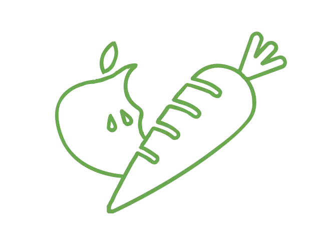 Carrot and apple food waste icon