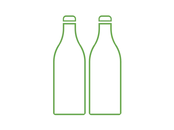 Two bottles of glass waste