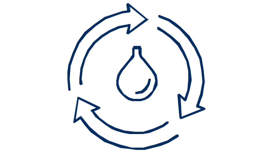 circular economy icon in navy