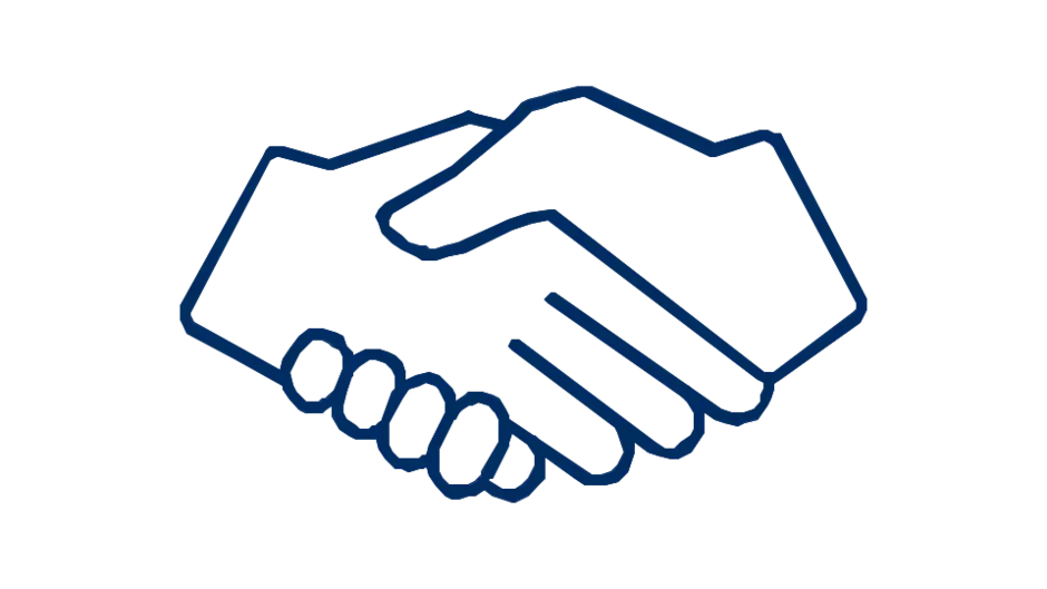 Handshake icon in navy