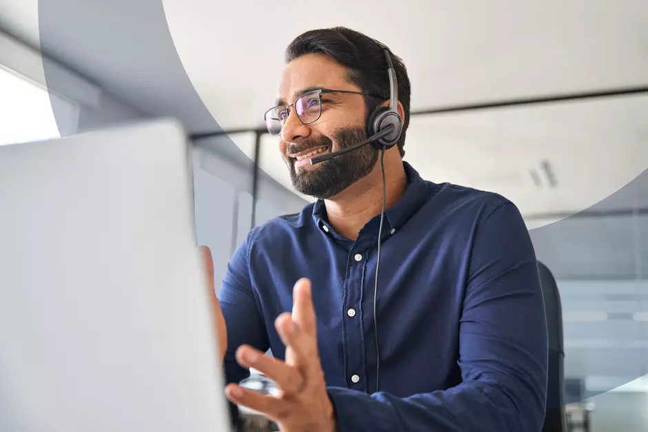customer service agent with a headset on