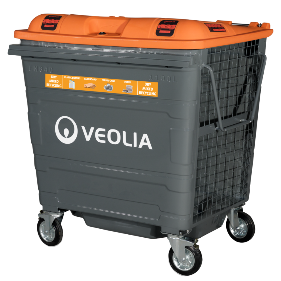 Veolia UK _ Dry Mixed Recycling (DMR) Caged 1100 Litre Bin
