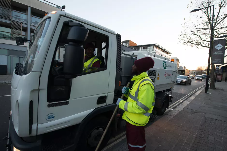 Veolia employee and lorry