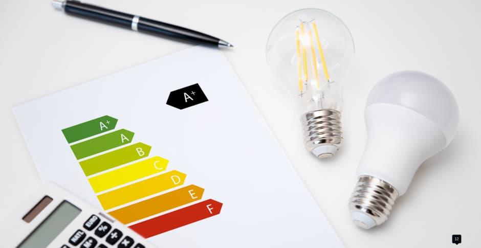 Energy ratings table and light bulbs