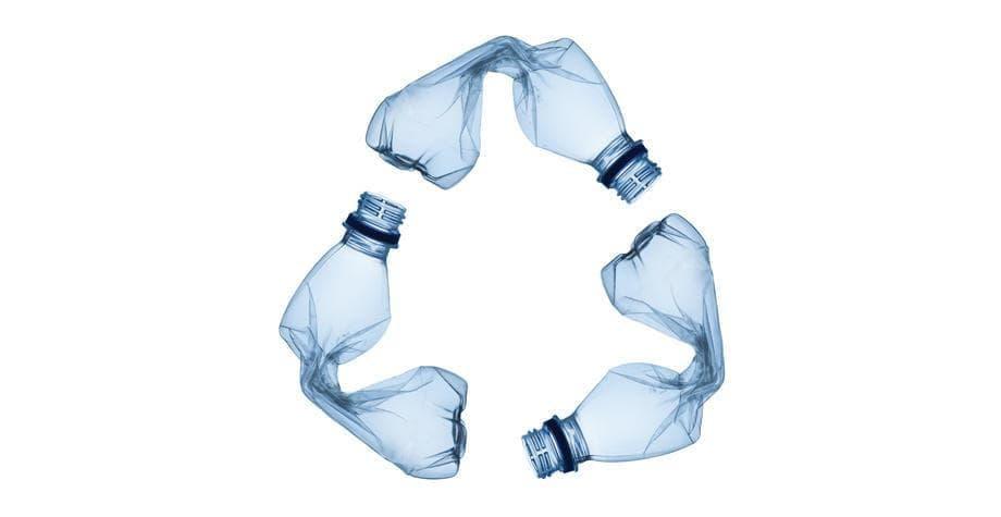 recycling logo made of plastic bottles 