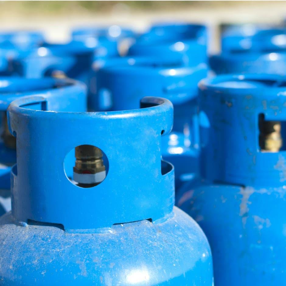 close up view of blue cylinders 