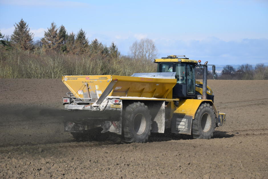 A field treated with mineral-rich volcanic rock