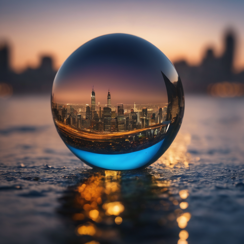 city skyline in a water bubble