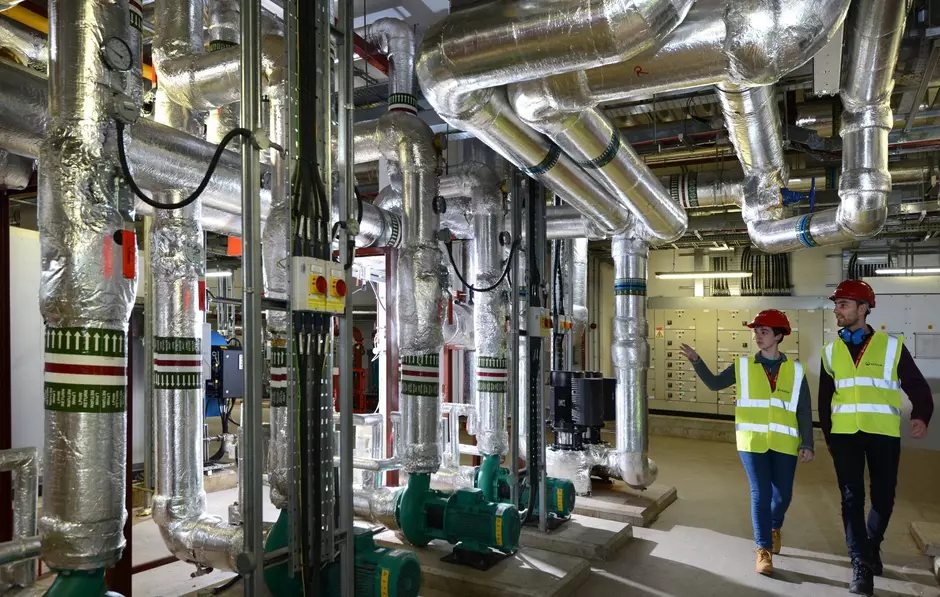 veolia staff walk through public sector building