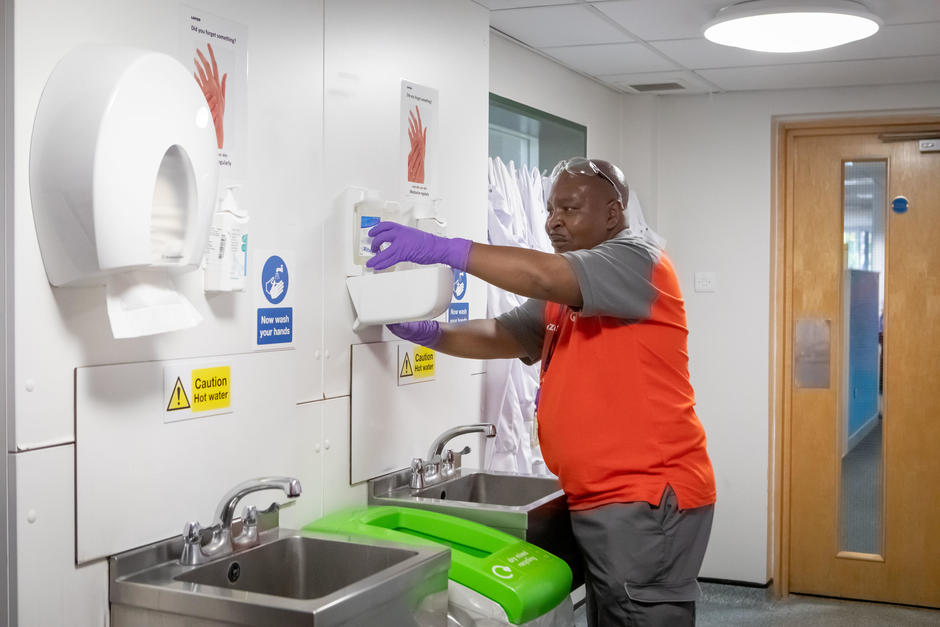 Veolia employee working on facility upkeep