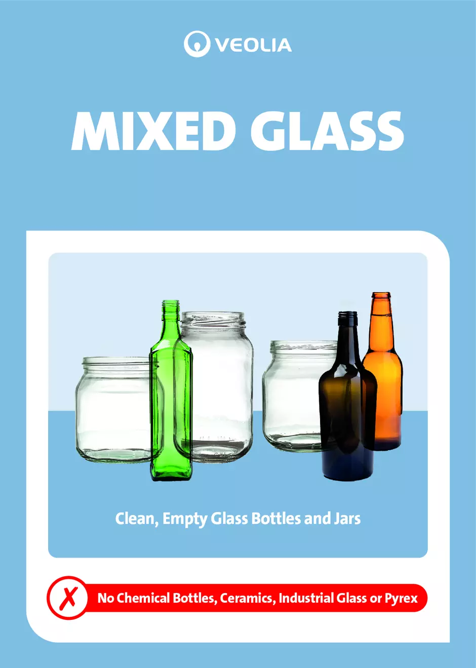 Mixed glass recycling poster