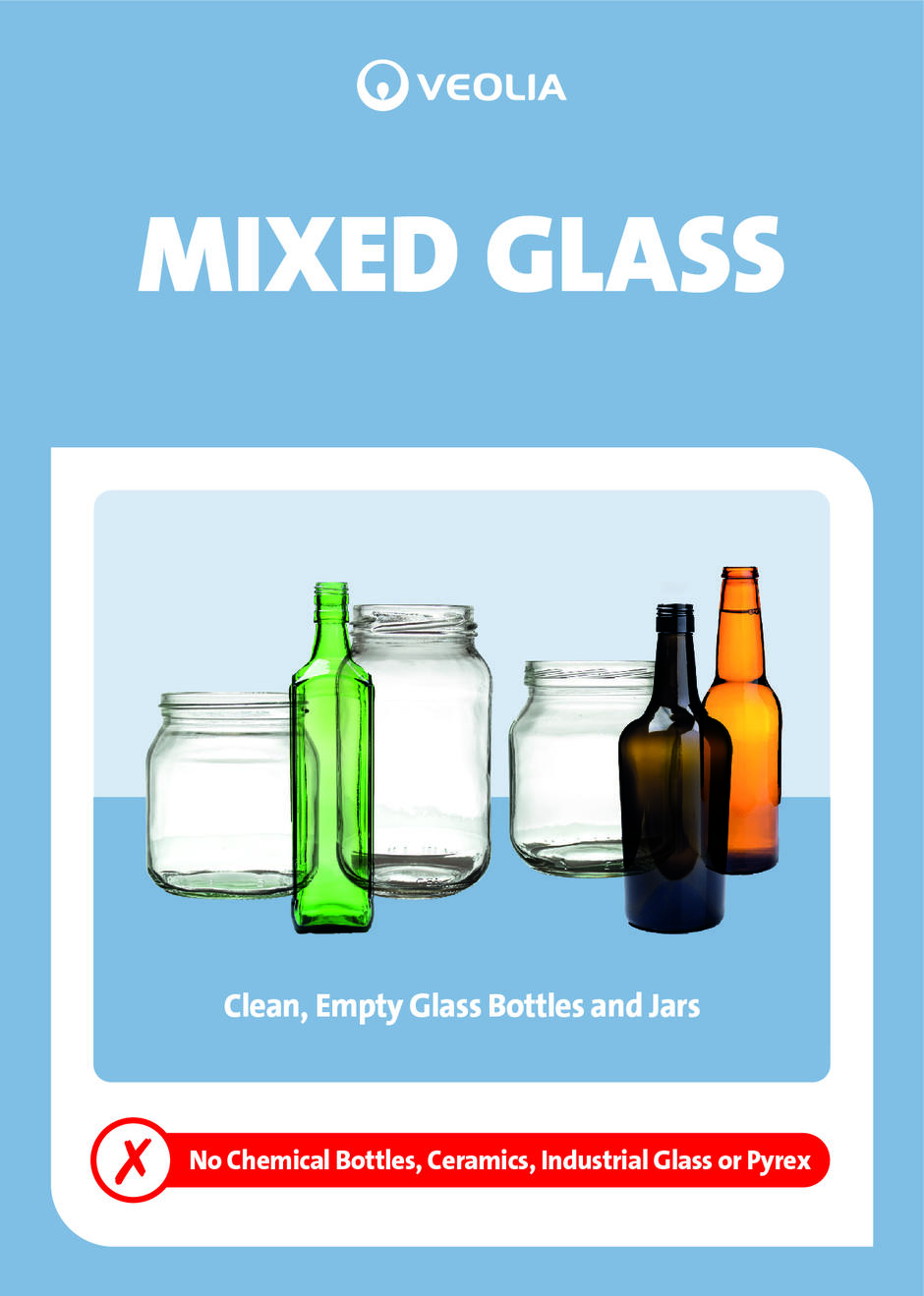 Mixed glass recycling poster