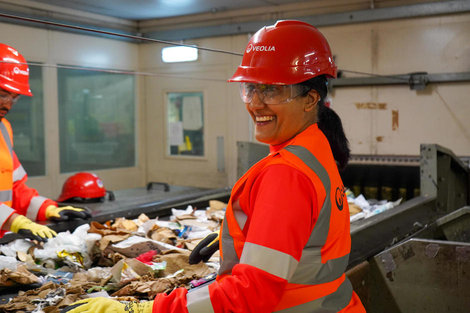 veolia worker in orange hi vis